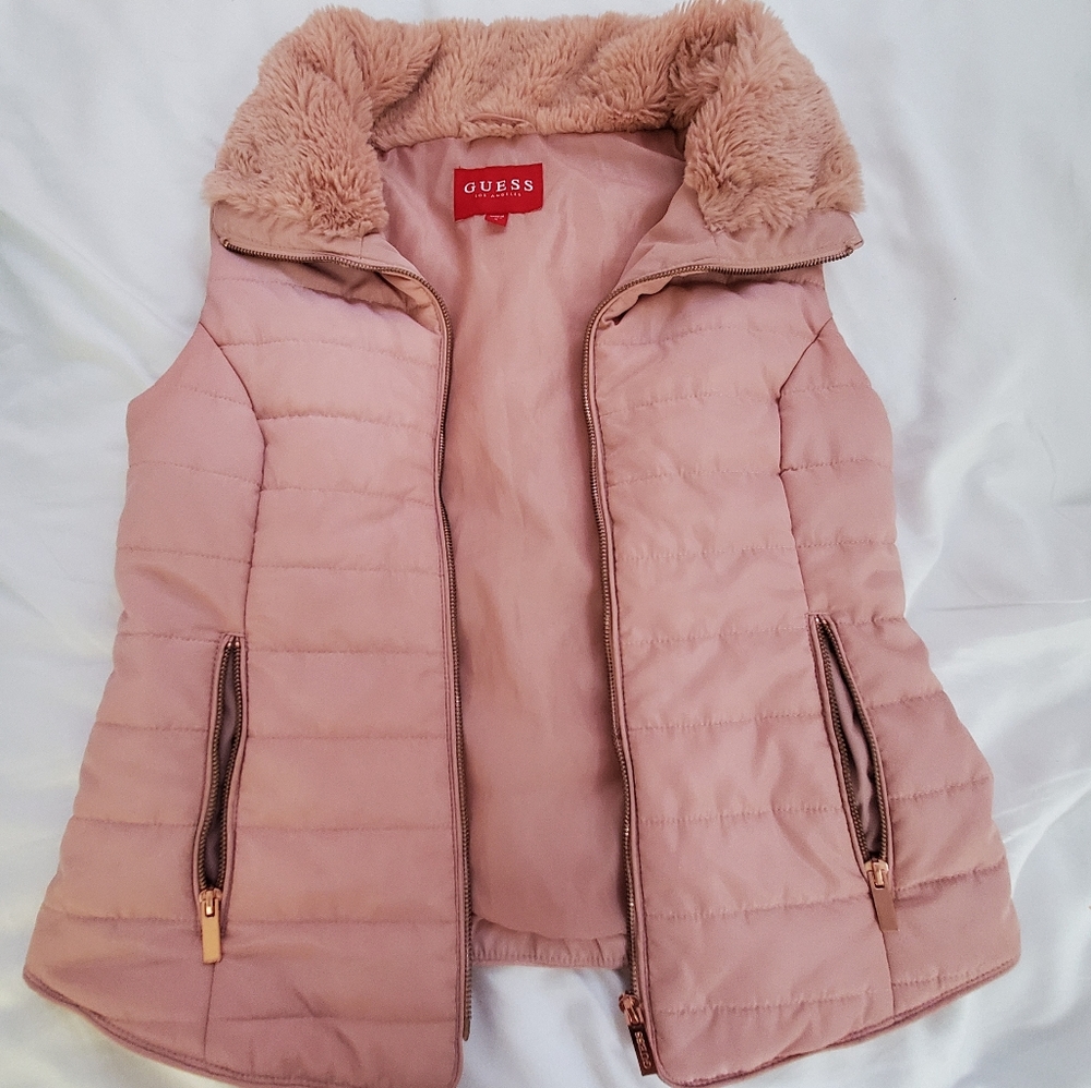 Rare Guess Pink Puffer Vest